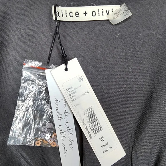 NWT Alice And Olivia Lucinda Sequin Asymmetric Top Size M - Picture 5 of 8